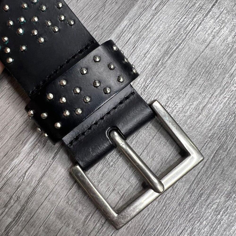 Fossil Black Leather Studded Belt Marked as a Medium - Picture 3 of 8